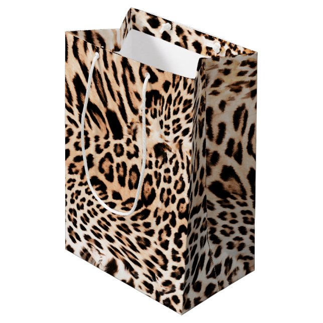 Sac Cadeau Moyen Impression de fourrure Leopard (Devant Angle)