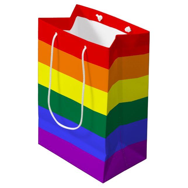 Sac Cadeau Moyen Indicateur de la fierté arc-en-ciel (Devant Angle)