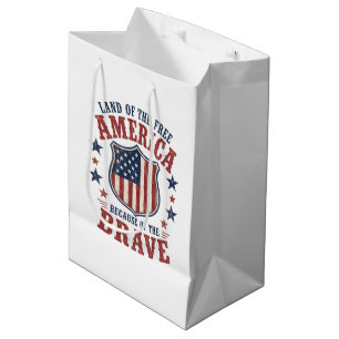 Sac Cadeau Moyen Insigne de drapeau patriotique 4 juillet