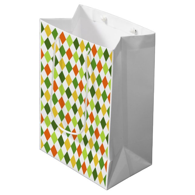 Sac Cadeau Moyen Irish Colours Jour de la Saint Patrick Harlequin F (Devant Angle)