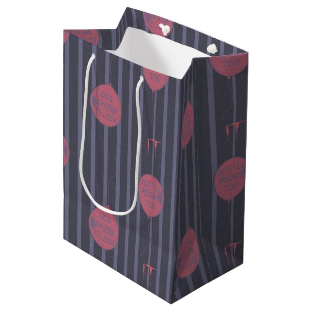 Sac Cadeau Moyen IT - Vous flotterez trop Motif à rayures (Devant Angle)