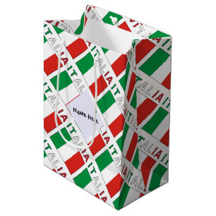 Sac Cadeau Moyen Italia e Bandiera Italiana Carreaux avec votre nom