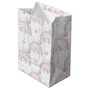 Sac Cadeau Moyen Ivory Lavender Boho Rainbow Baby Girl Douche