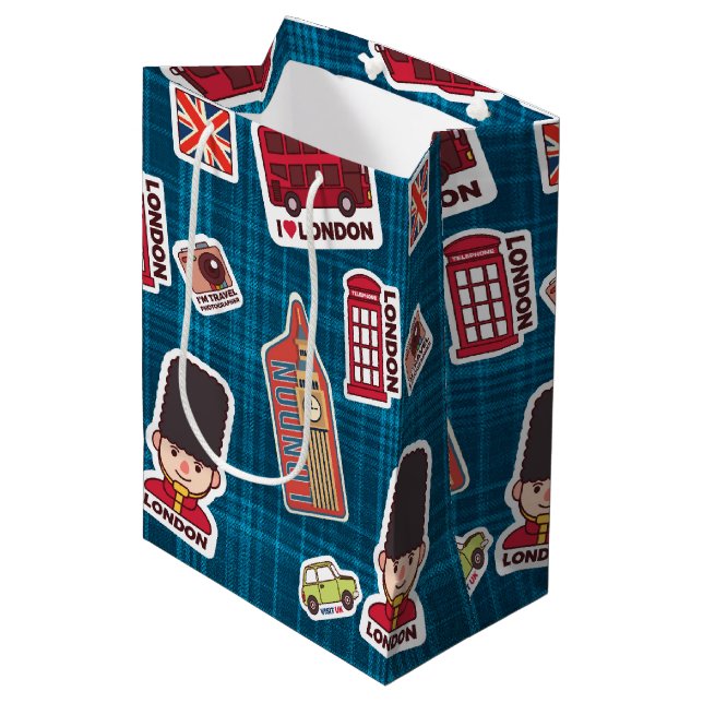 Sac Cadeau Moyen J'aime Londres (Devant Angle)
