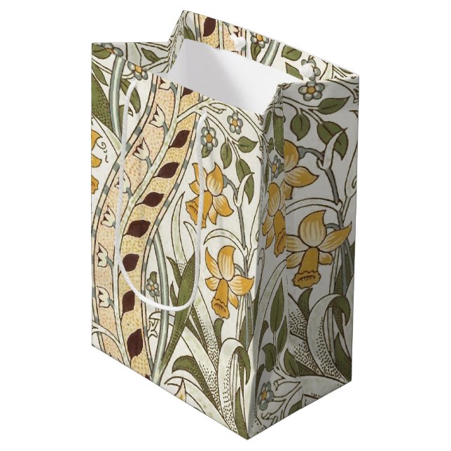 Sac Cadeau Moyen Jardin de jonquilles de William Morris Fleur Class (Devant Angle)