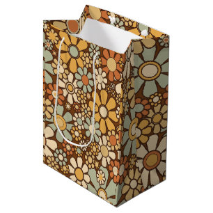 Sac Cadeau Moyen Jardin rétro Fleurs de Chunky 60s les années 70 mo