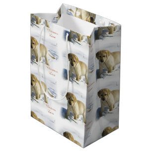 Sac Cadeau Moyen Jaune Labrador Retriers Noël