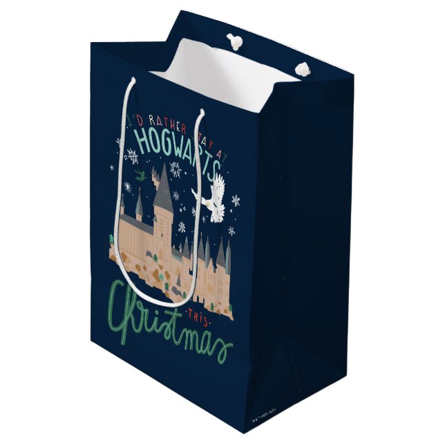 Sac Cadeau Moyen Je Préférerais Rester À Hogwarts Ce Noël (Devant Angle)