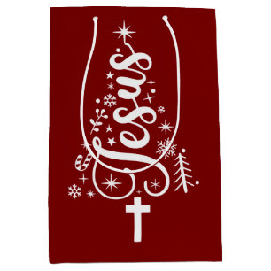 Sac Cadeau Moyen Jésus chrétien Noël verset biblique Foi