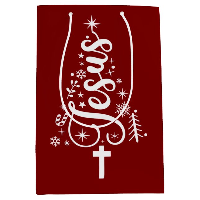 Sac Cadeau Moyen Jesus Christian Christmas Bible Verse Faith  (Devant)