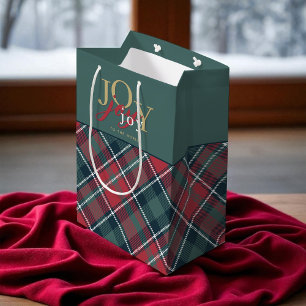 Sac Cadeau Moyen Joie au monde Typographie Rustique Plaid