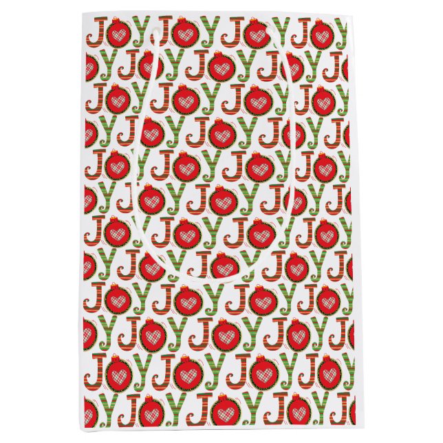 Sac Cadeau Moyen Joie Rouge Vert Noël Vacances (Devant)