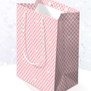 Sac Cadeau Moyen Joli cœur de l'amour en maille de treillis rose po