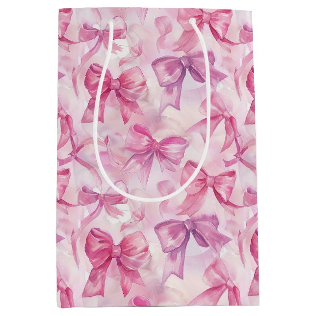 Sac Cadeau Moyen Joli En Aquarelle Rose (Devant)