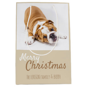 Sac Cadeau Moyen Joli Français Bulldog Puppy Photo Noël