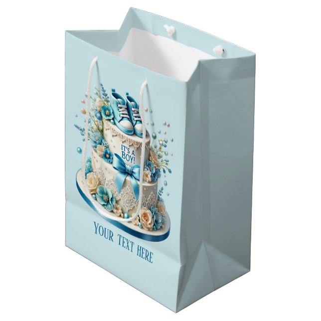 Sac Cadeau Moyen Joli gâteau de la fête de la douche pour bébé garç (Devant Angle)