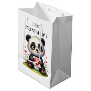 Sac Cadeau Moyen Joli Joyeux Saint-Valentin Ours Panda 