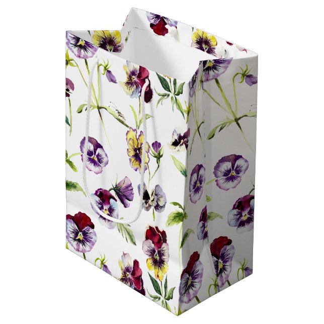 Sac Cadeau Moyen Joli Motif de panneaux aquarelle (Devant Angle)