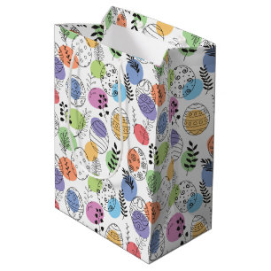 Sac Cadeau Moyen Joli Motif des oeufs de Pâques colorés