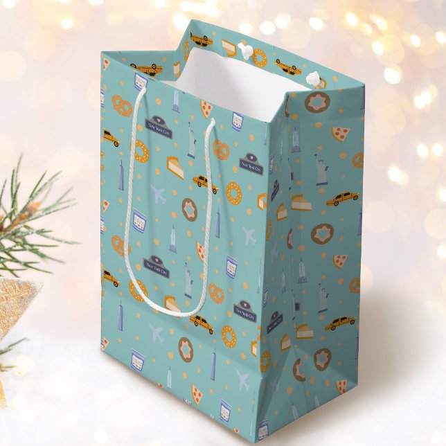 Sac Cadeau Moyen Joli New York Motif Turquoise Green (Créateur téléchargé)
