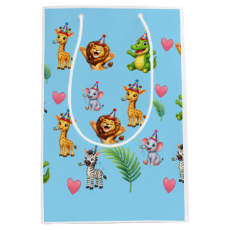 Sac Cadeau Moyen Joli papier cadeau d'anniversaire Safari Animaux |