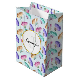 Sac Cadeau Moyen Joli Pastel Motif d'aquarelle papillon