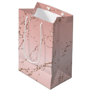 Sac Cadeau Moyen Joli Rose Gold Parties scintillant Streaks