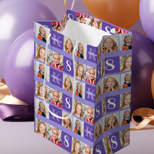 Sac Cadeau Moyen Joli violet Anniversaire Photo Collage personnalis