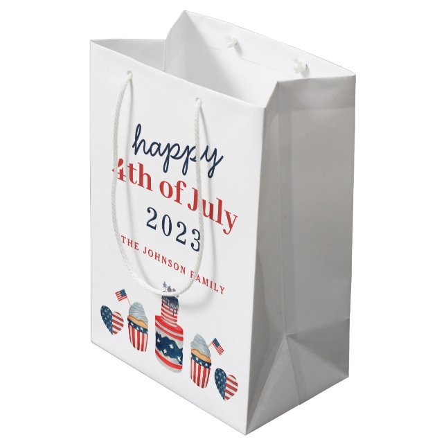 Sac Cadeau Moyen Jolie 4 juillet Rouge Blanc Et Bleu (Dos Angle)