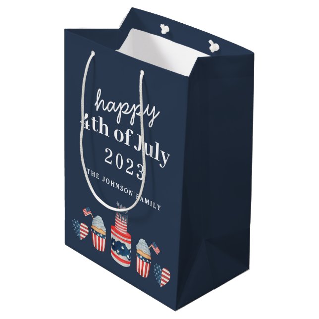 Sac Cadeau Moyen Jolie 4 juillet Rouge Blanc Et Bleu (Dos Angle)