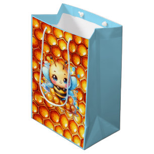 Sac Cadeau Moyen Jolie abeille au miel et peigne de miel Baby showe
