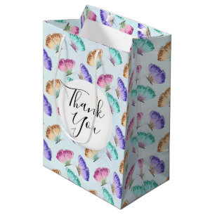 Sac Cadeau Moyen Jolie aquarelle Motif papillon Merci
