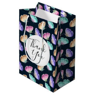 Sac Cadeau Moyen Jolie aquarelle Motif papillon Merci