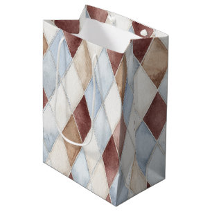 Sac Cadeau Moyen Jolie Bleu Crème Brun Brun Diamants Mariage