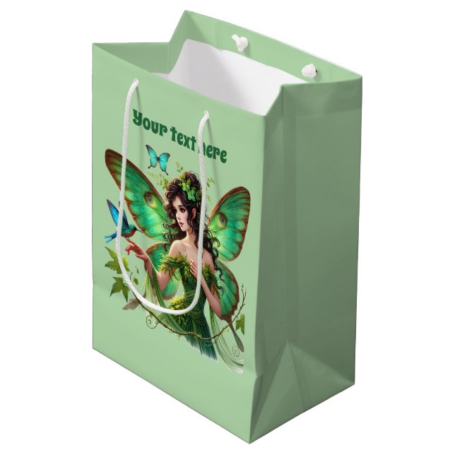 Sac Cadeau Moyen Jolie fée papillon fête personnalisable (Devant Angle)