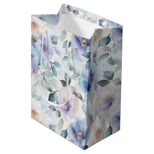 Sac Cadeau Moyen Jolie Fête des mariées de Lavande Blanche de Lavan (Devant Angle)