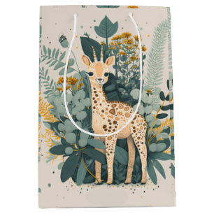 Sac Cadeau Moyen Jolie girafe fleurie
