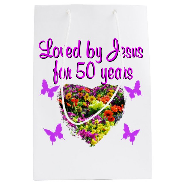 SAC CADEAU MOYEN JOLIE PURPLE 50E ANNIVERSAIRE CONCEPTION (Devant)