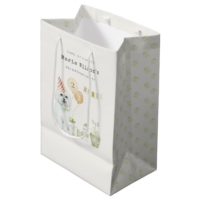Sac Cadeau Moyen Jolie Soirée Verte Rouille Chien Chien N'Importe Q (Devant Angle)