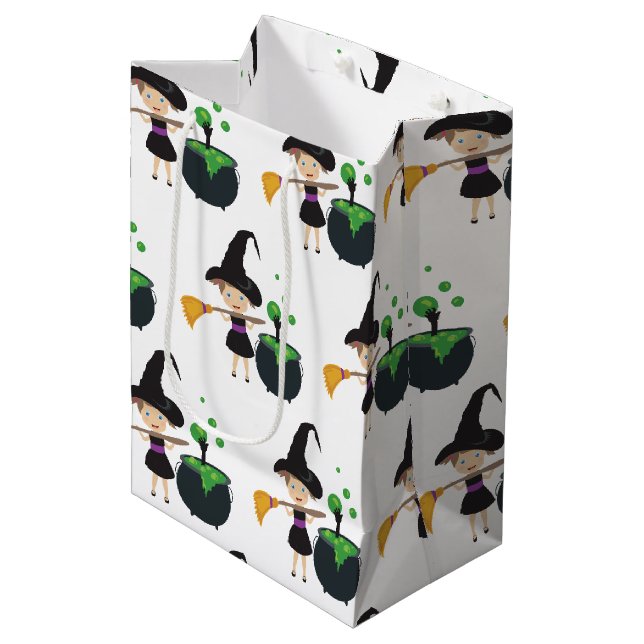 Sac Cadeau Moyen Jolie sorcière d'Halloween (Devant Angle)