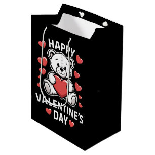 Sac Cadeau Moyen Jour de l'ours Heureuse Sainte-Valentin
