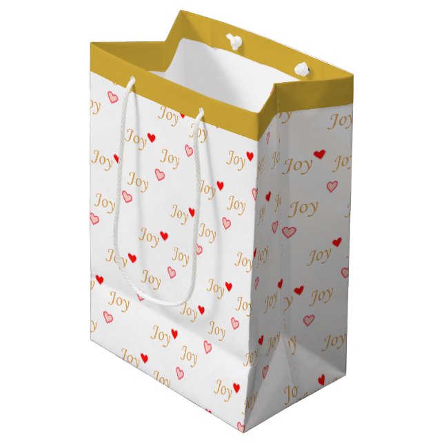 Sac Cadeau Moyen Joy Hearts (Devant Angle)