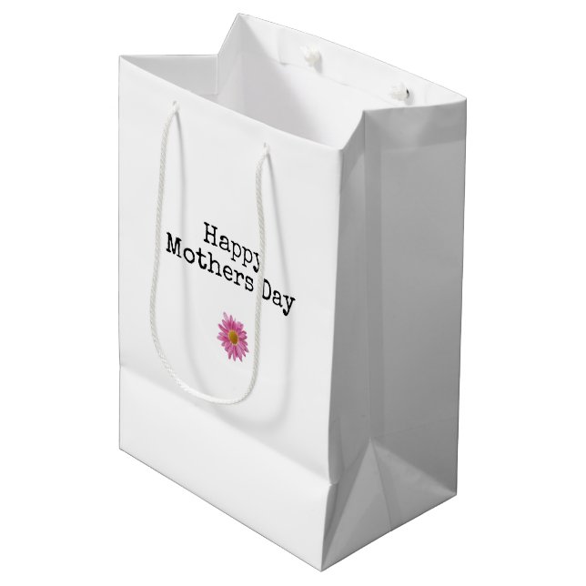 Sac Cadeau Moyen Joyeuse Fête des mères Rose Daisy Modern Maman (Devant Angle)