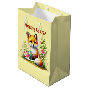 Sac Cadeau Moyen Joyeuses Pâques renard lapin enfants mignons 