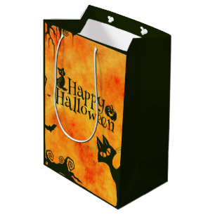 Sac Cadeau Moyen Joyeuses sorcières d'Halloween Chats Araigners Cho