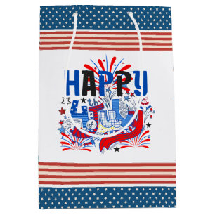 Sac Cadeau Moyen Joyeux 14 juillet Feu d'artifice USA-63261