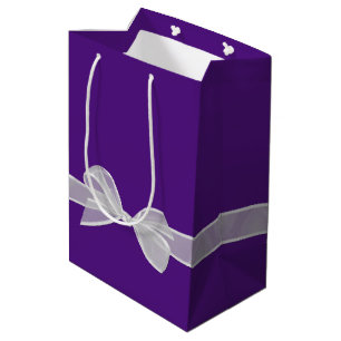 Sac Cadeau Moyen Joyeux 50e anniversaire Bow blanc sur violet