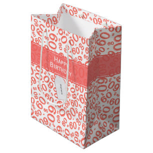 Sac Cadeau Moyen Joyeux 60e anniversaire Coral Random Numéro Motif