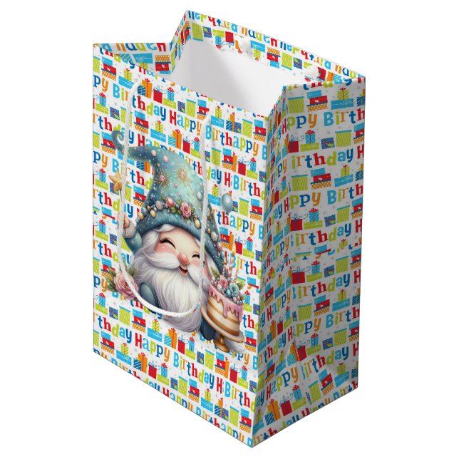 Sac Cadeau Moyen Joyeux anniversaire (Devant Angle)