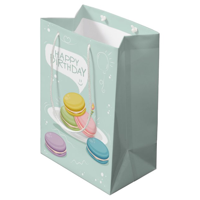 Sac Cadeau Moyen Joyeux anniversaire avec macaron (Dos Angle)